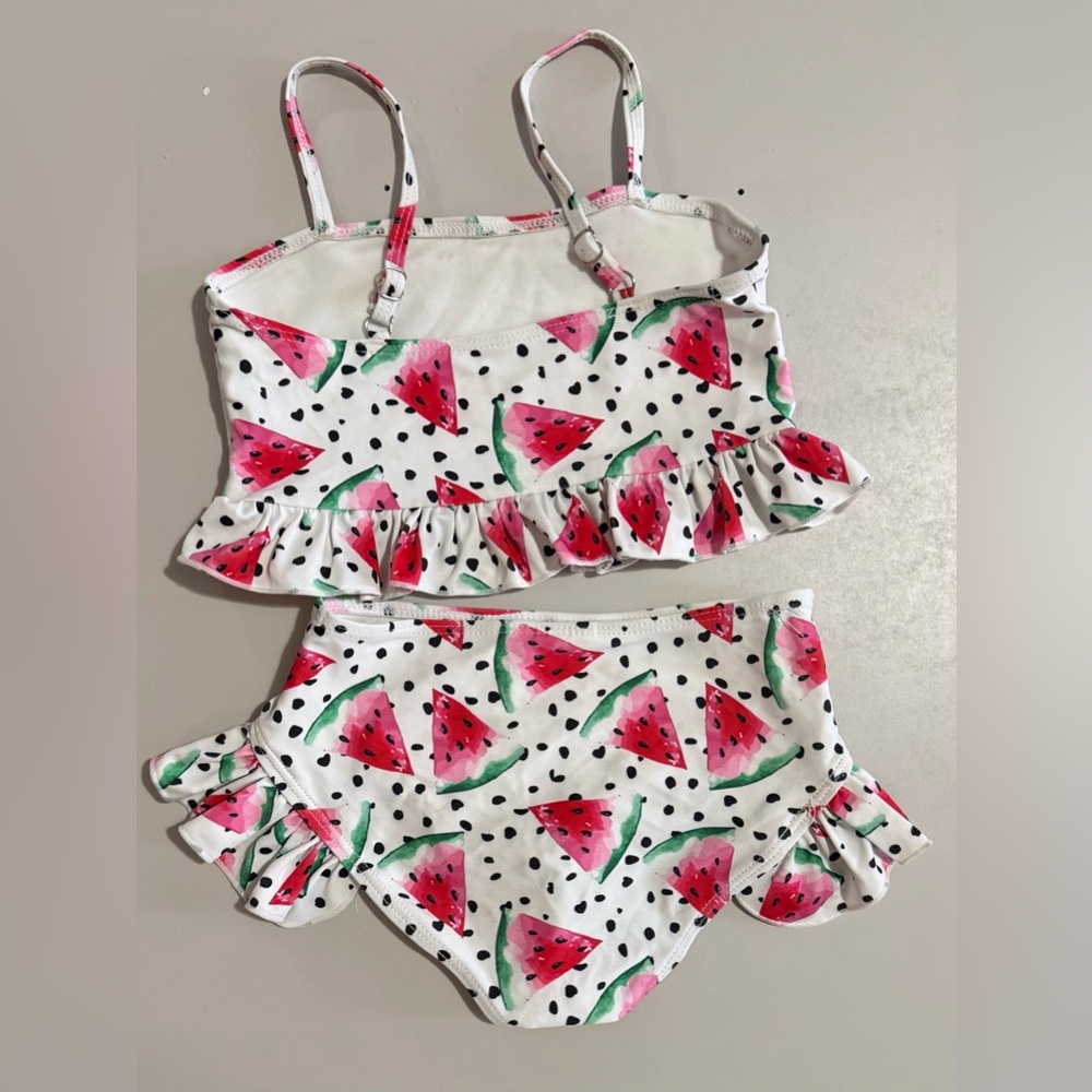 Girl's Watermelon Print Ruffle Bikini Set - Picture 2 of 3